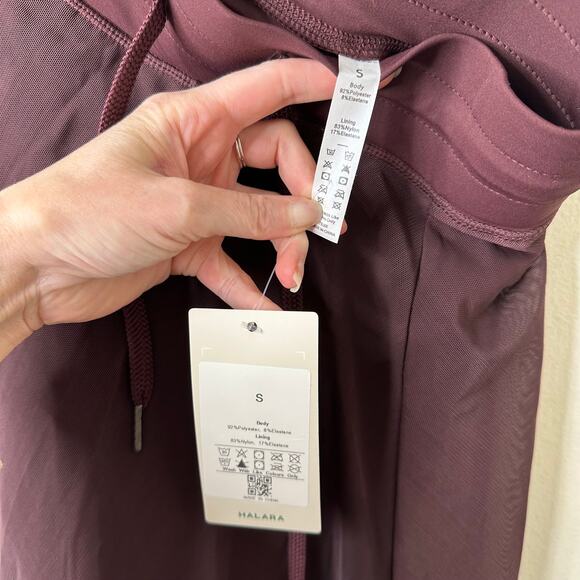 Sm NWT Halara 2-in-1 Drawstring Mesh Flowy Midi Skirt Skort Burgandy Coquette - Picture 4 of 5